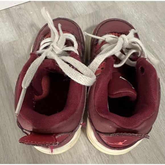 Kids Jordan 4 Retro Toddler Burgundy White Leather Sneakers Size 7C - Picture 5 of 8